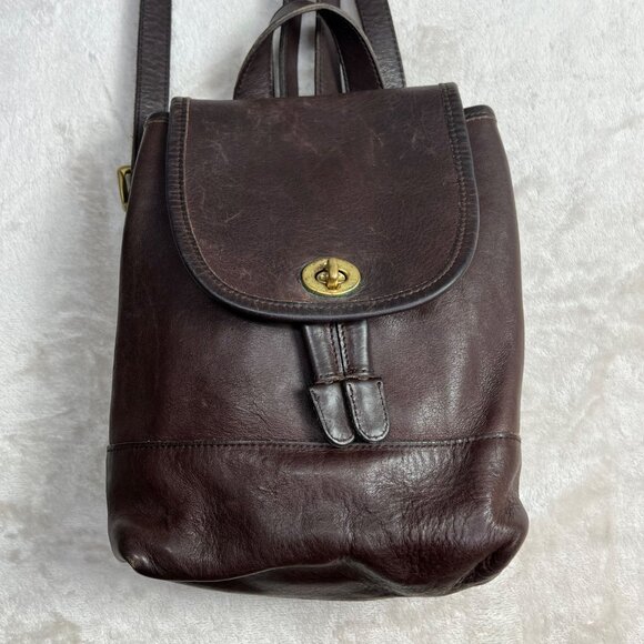 Vintage Coach Mini Backpack Daypack 9960 Brown Leather G8I-9960 Bag Purse - Picture 5 of 14